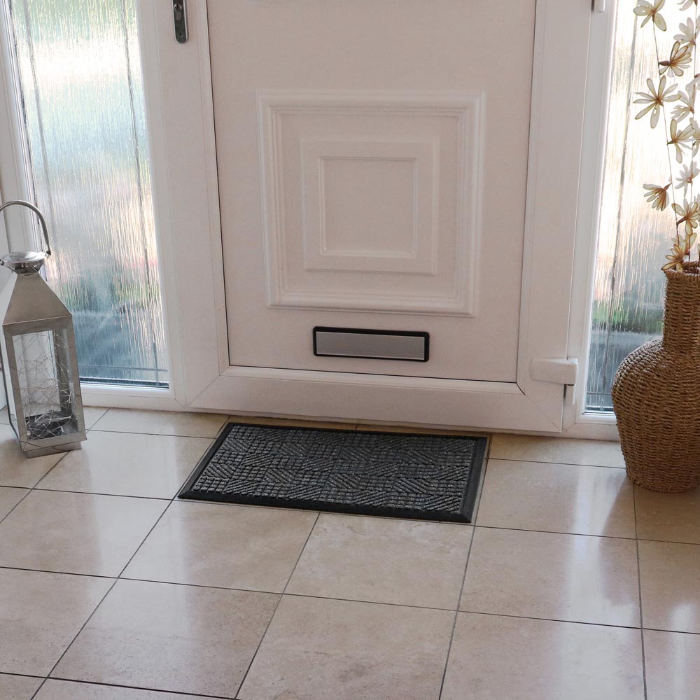JVL Charcoal Firth Rubber Doormat 40 x 70cm Image 2