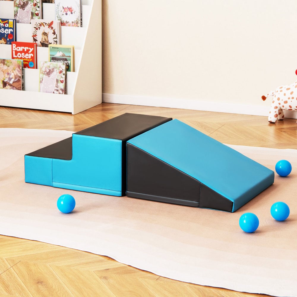 Costway Blue Toddler Step and Slide Climber Play Set 2 Piece Image 2