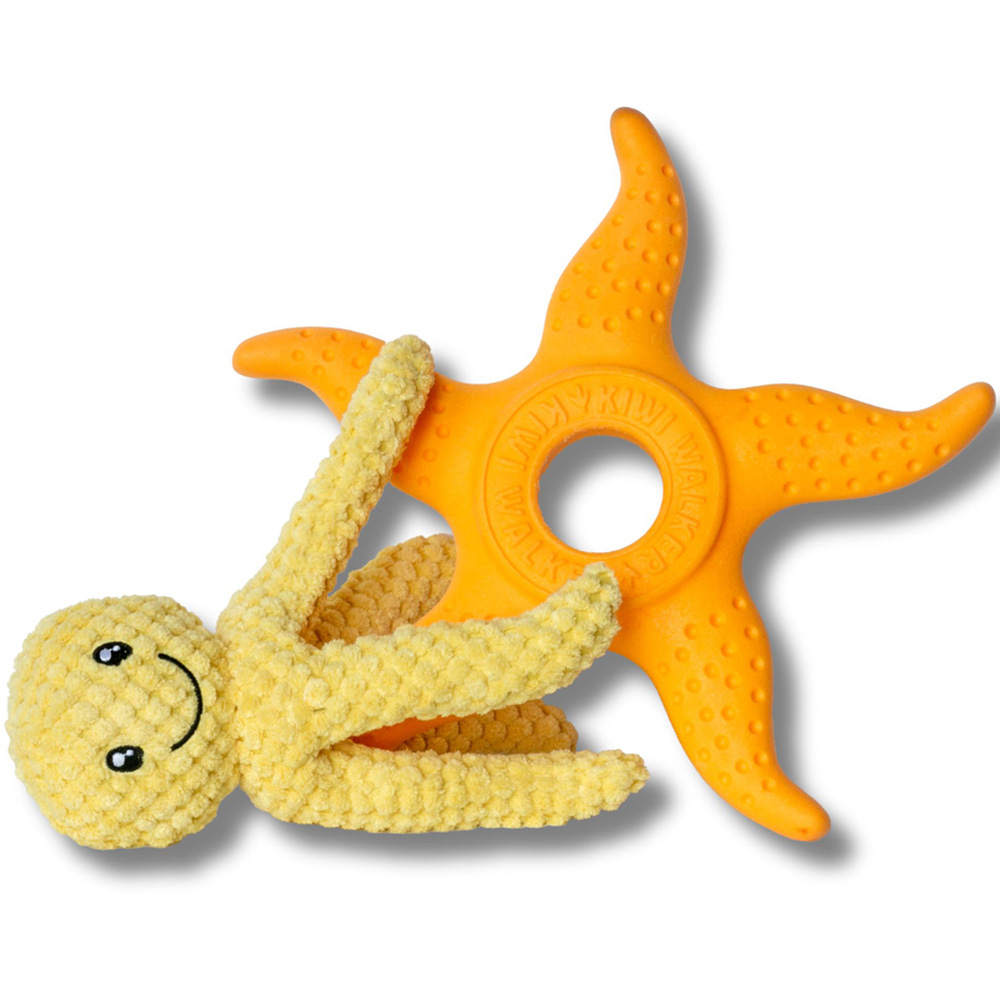 Kiwi Walker Lets Play Orange Octopus and Starfish Dog Toy Image 3