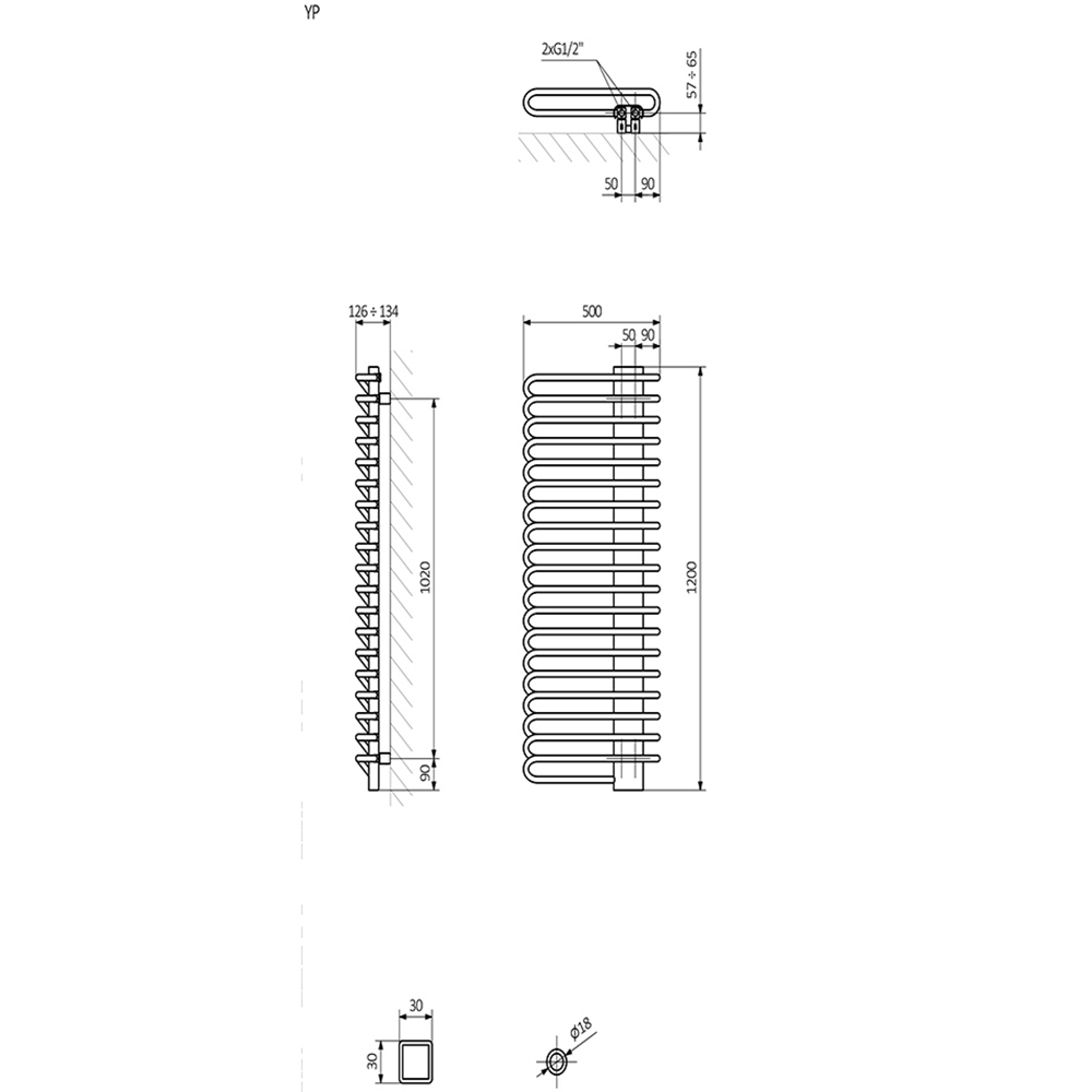 Terma Michelle 2459BTU Metallic Black and Chrome Heated Towel Rail 1200 x 500mm Image 9