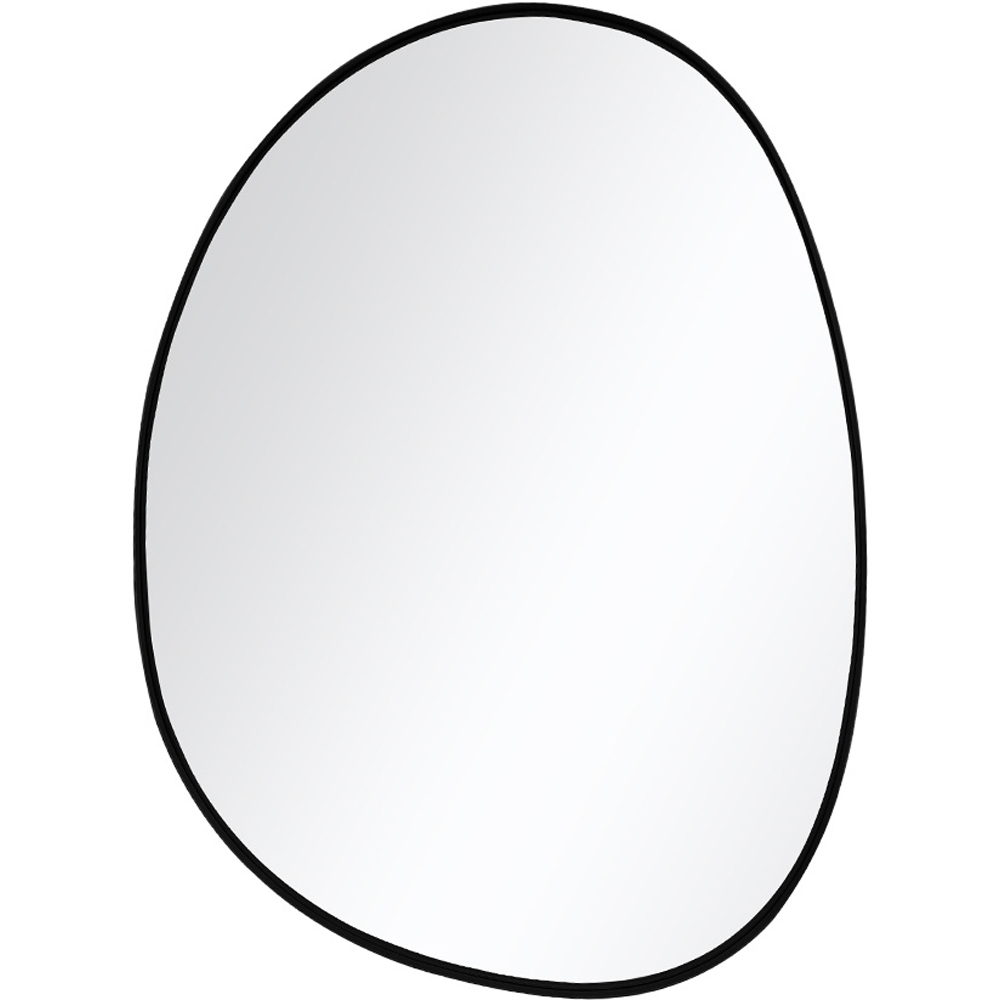 H&O Direct Decorative Black Irregular Wall Mirror with Metal Frame 76cm Image 1