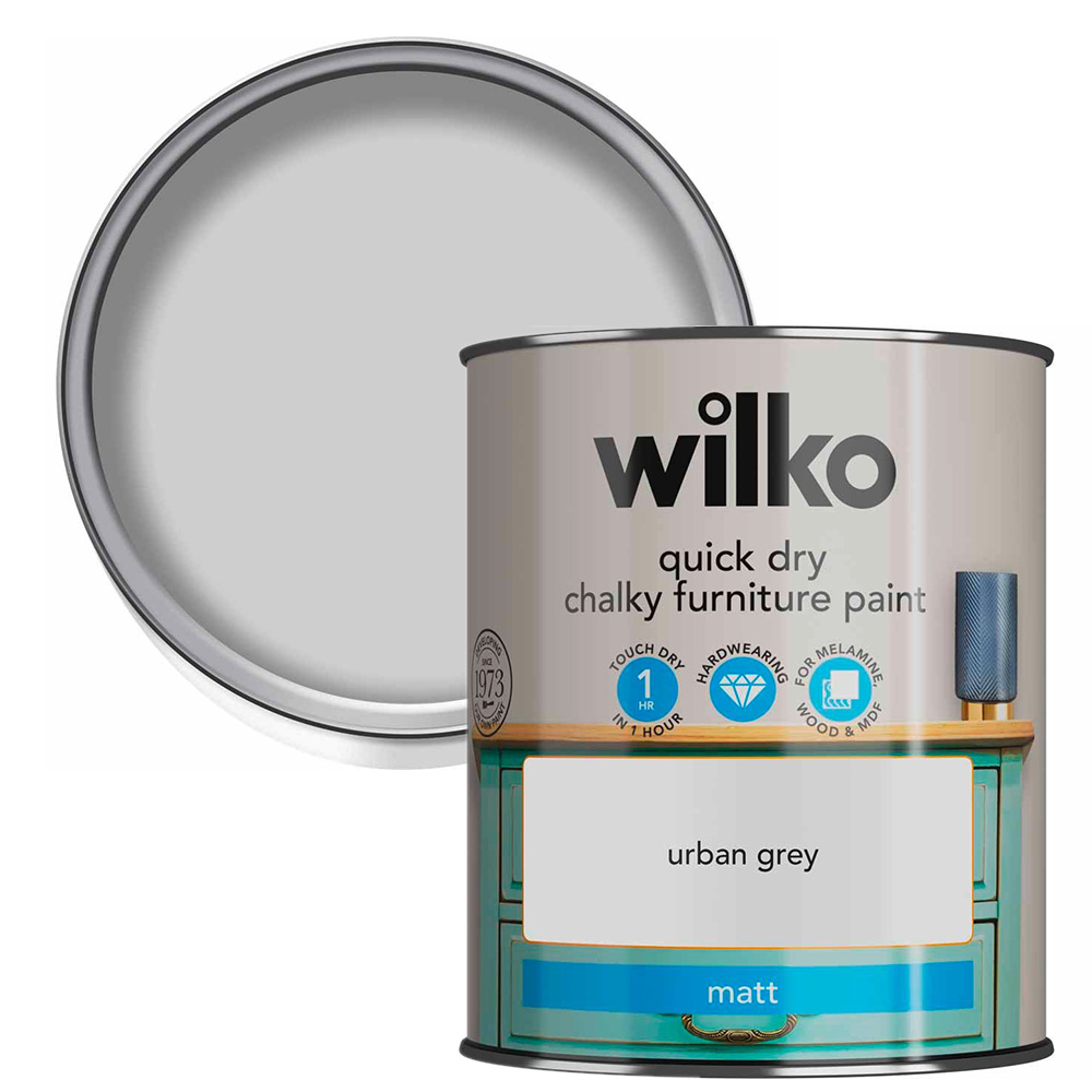 Wilko Quick Dry Urban Grey Furniture Paint 750ml Image 1