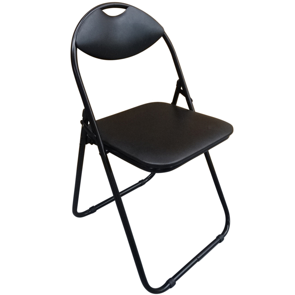 Black Padded Folding Chair Image 2