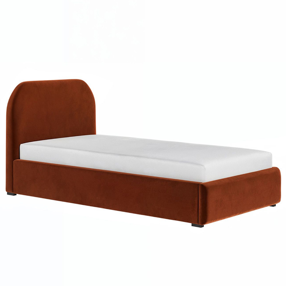 Flair Alba Single Orange Velvet Ottoman Bed Image 3