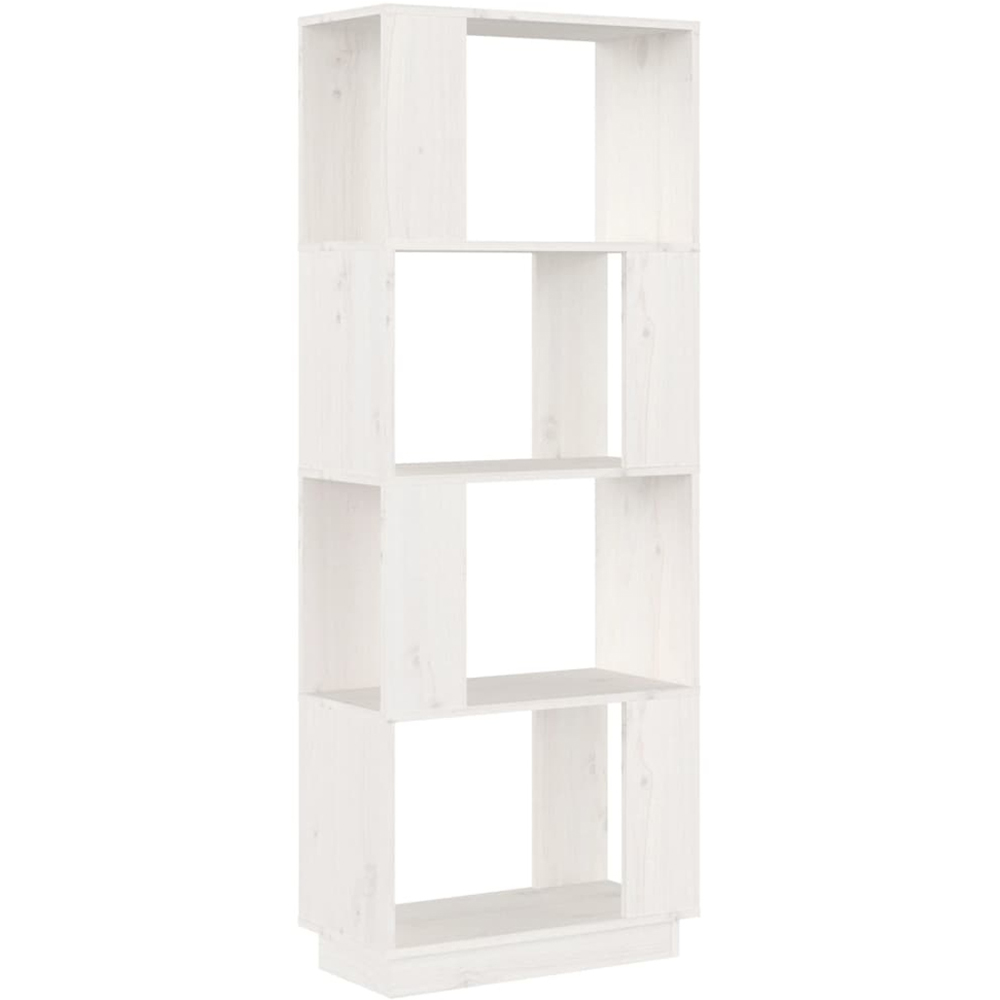 vidaXL 4 Shelf White Solid Pine Wood Bookcase Image 2