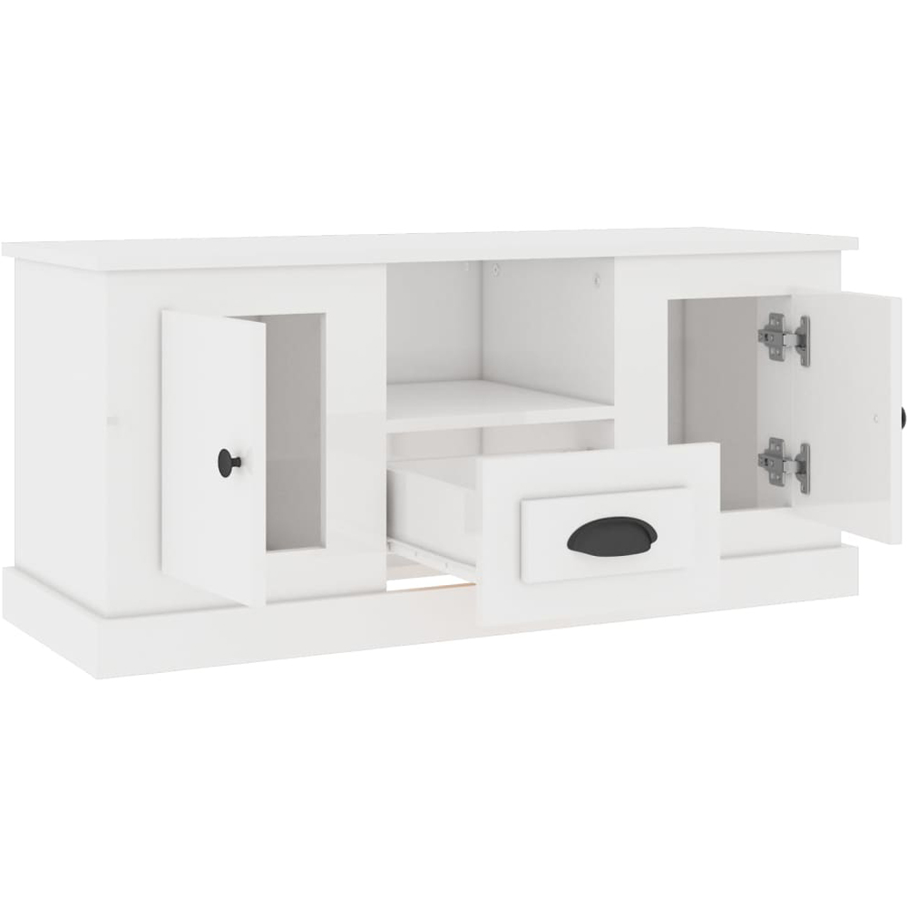 vidaXL 2 Door Single Drawer Single Shelf White Wooden TV Cabinet Image 5
