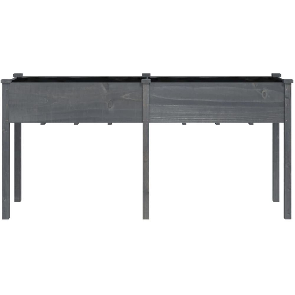 vidaXL Grey Solid Fir Wood Garden Planter with Liner 161 x 45 x 76cm Image 3