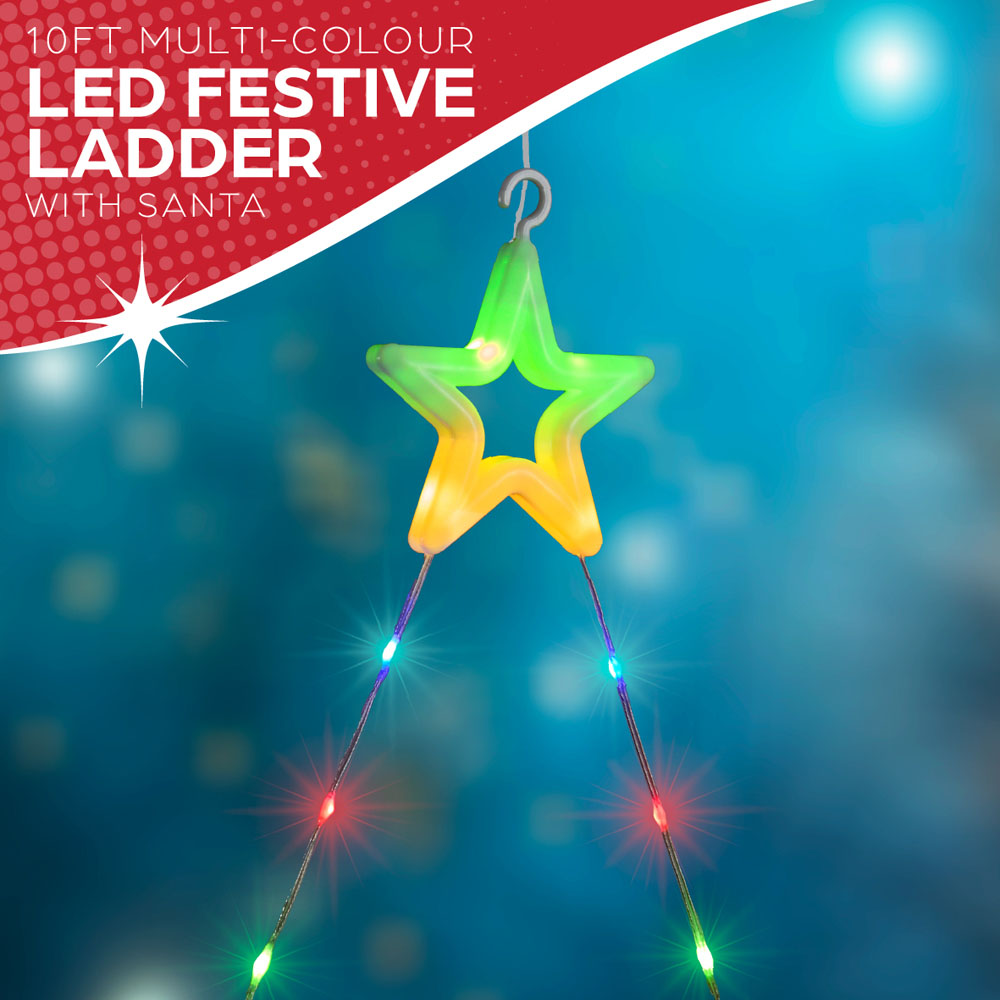 The Christmas Workshop 240 Multicolour LED Santa Climbing Ladder Decoration 9.8ft Image 7