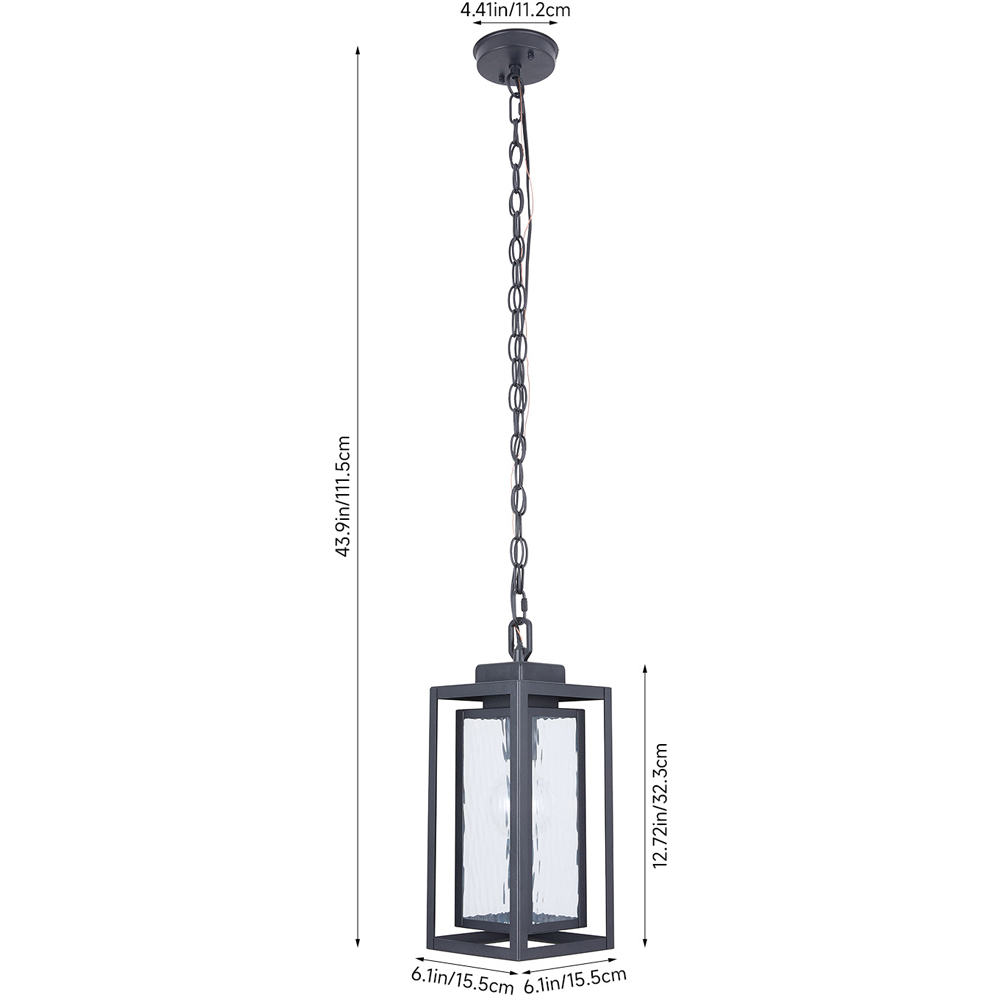 Living and Home Glass Shade Outdoor Pendant Light with Adjustable Height Image 6