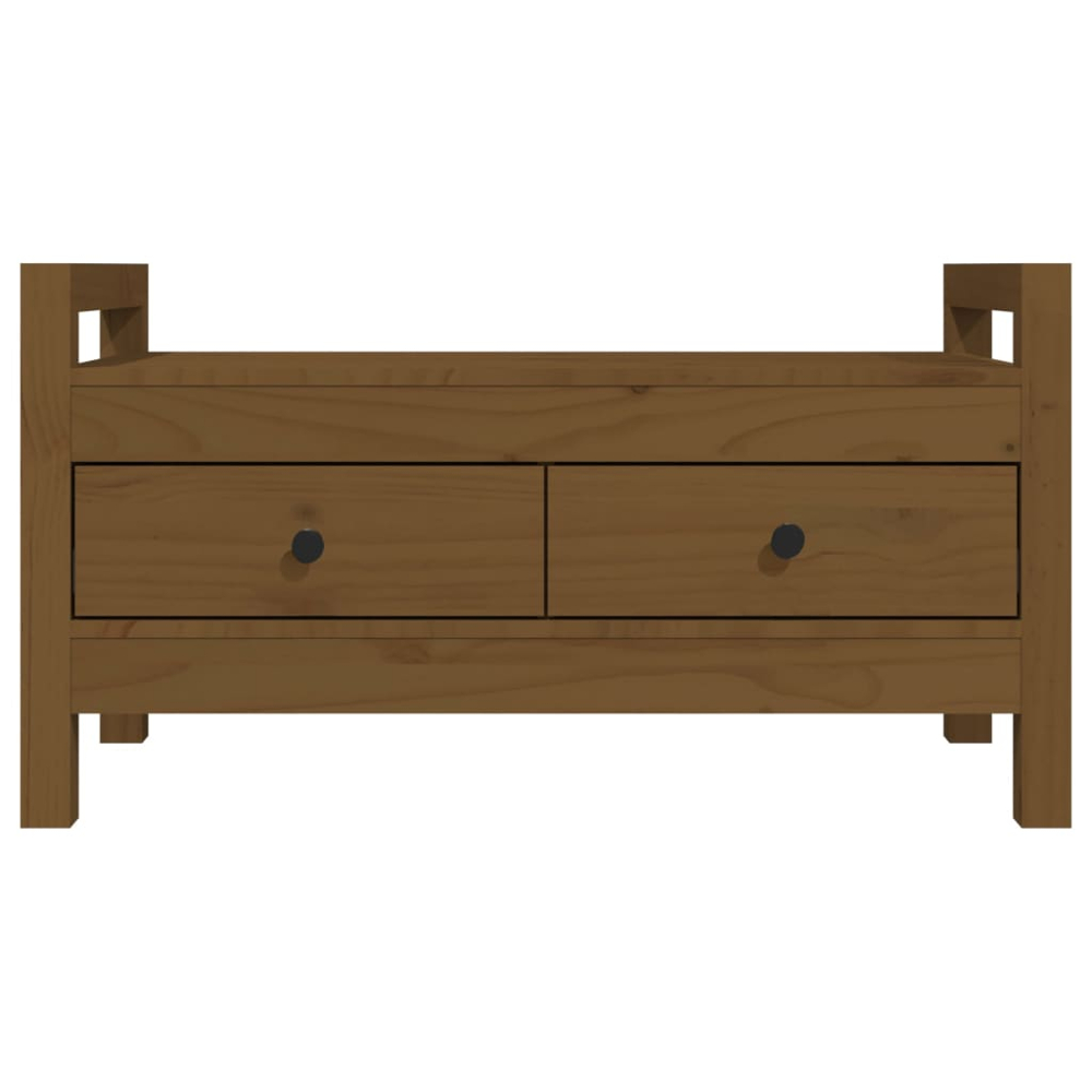 vidaXL 2 Door Honey Brown Solid Wood Pine Hall Bench Image 4