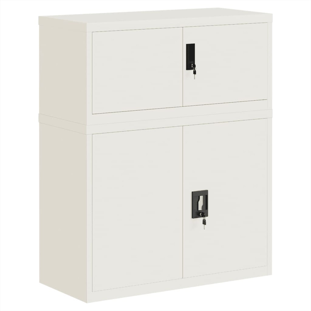 vidaXL 2 Door White Steel Filing Cabinet Set of 2 Image 2