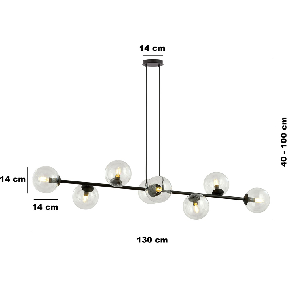 Emibig Rossi 8 Light Transparent Shade Black E14 Ceiling Pendant Light Image 8