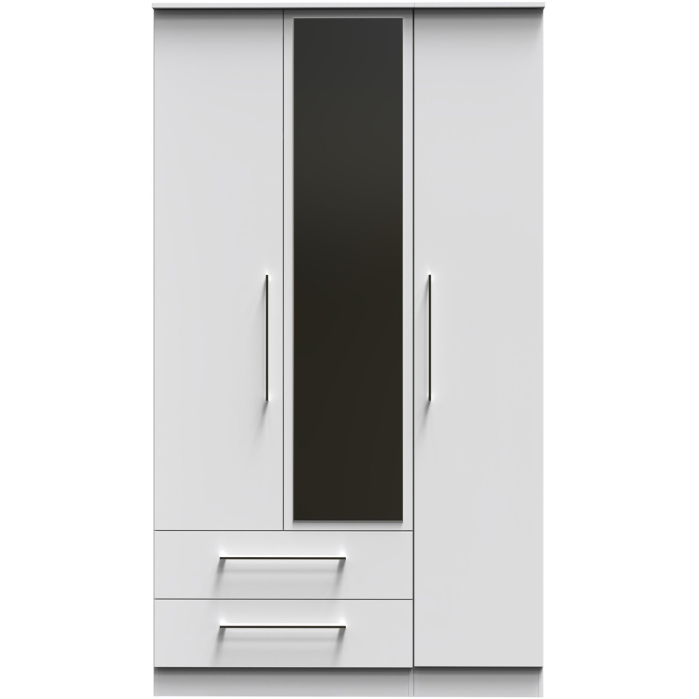 Crowndale Worcester 3 Door 2 Drawer White Mirrored Wardrobe Ready Assembled Image 3