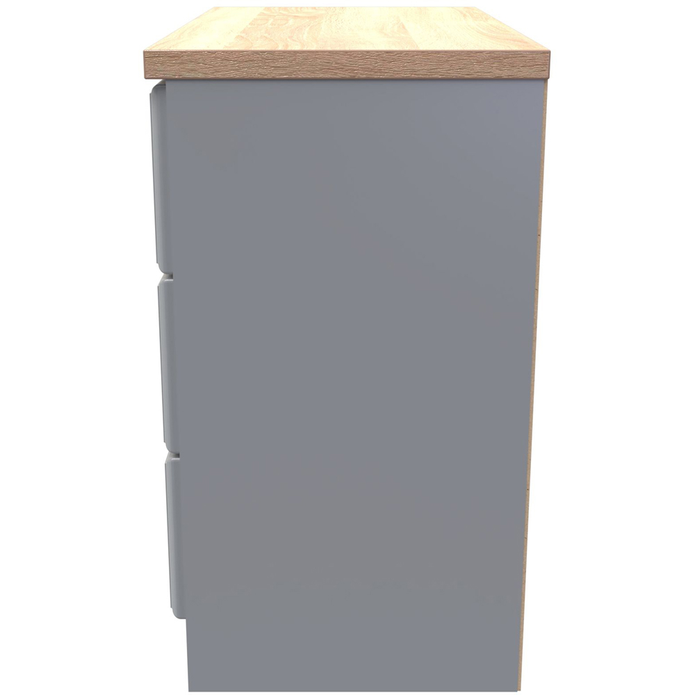 Crowndale Kent 3 Drawer Dusk Grey and Bardolino Oak Chest of Drawers Ready Assembled Image 3