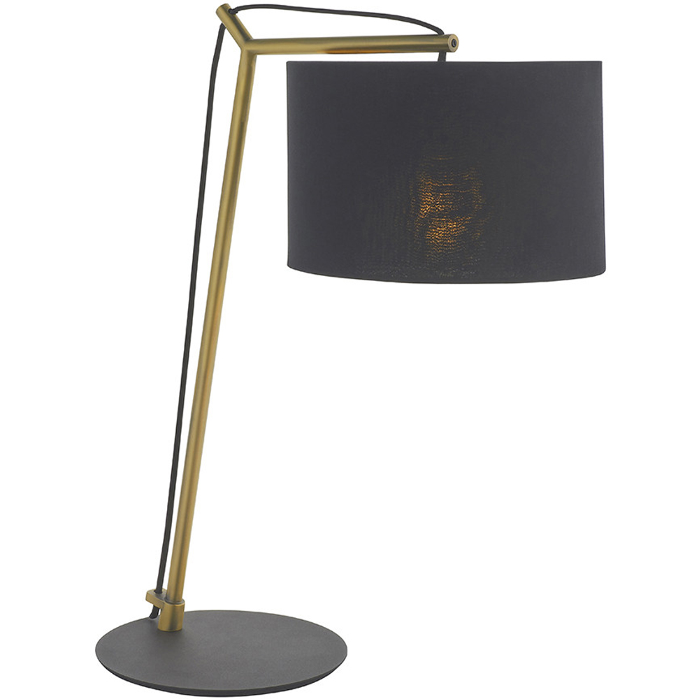 Merano Ravenna Black Cotton Fabric Shade Matt Brass Plate Table Lamp Image 3