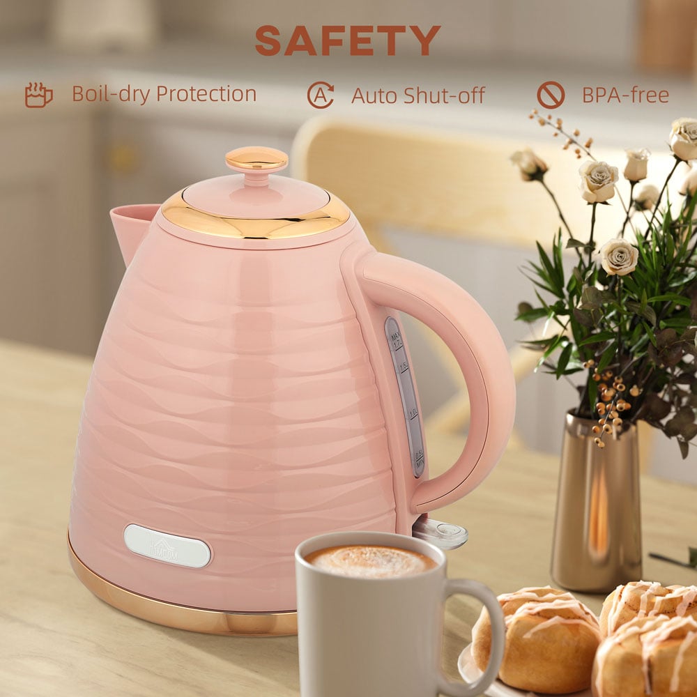 HOMCOM 800-207V70PK Pink Ripple 1.7L Electric Kettle 3kW Image 6