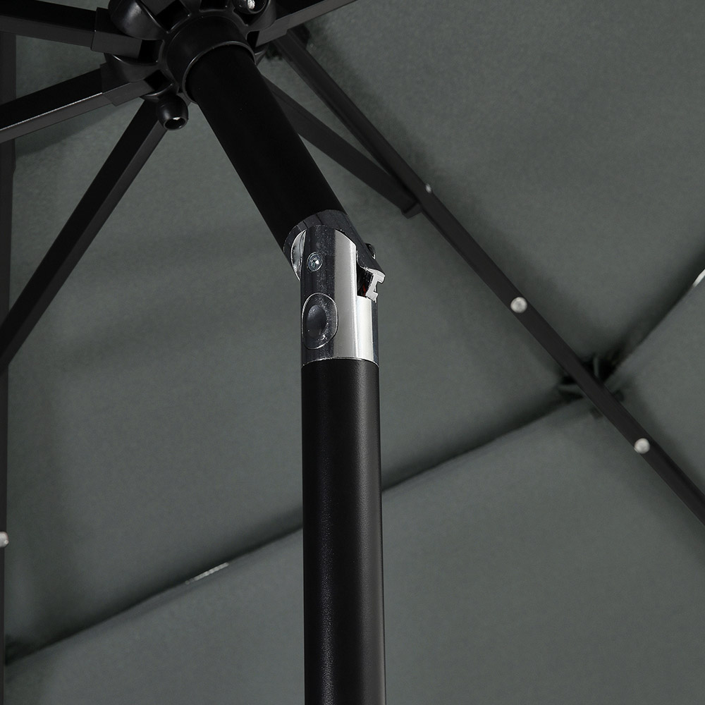 Living and Home 3 Tier Dark Grey Solar LED Crank and Tilt Parasol with Rose Cement Base 3m Image 7