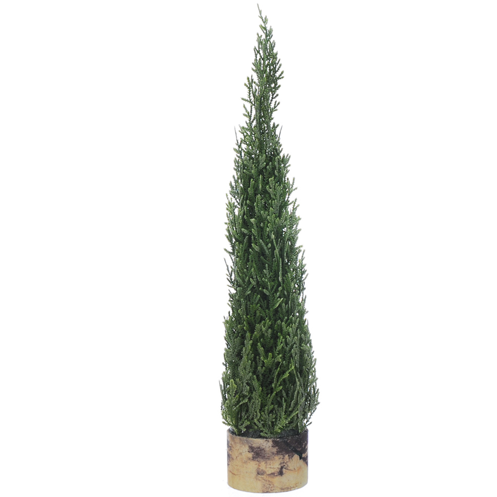 Festive Green Frosted Fern Plant in Wooden Pot 55cm Image