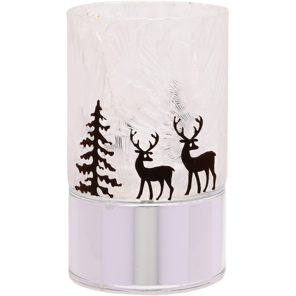 The Christmas Gift Co Silver Reindeers with Tree LED Light Tube Image 3