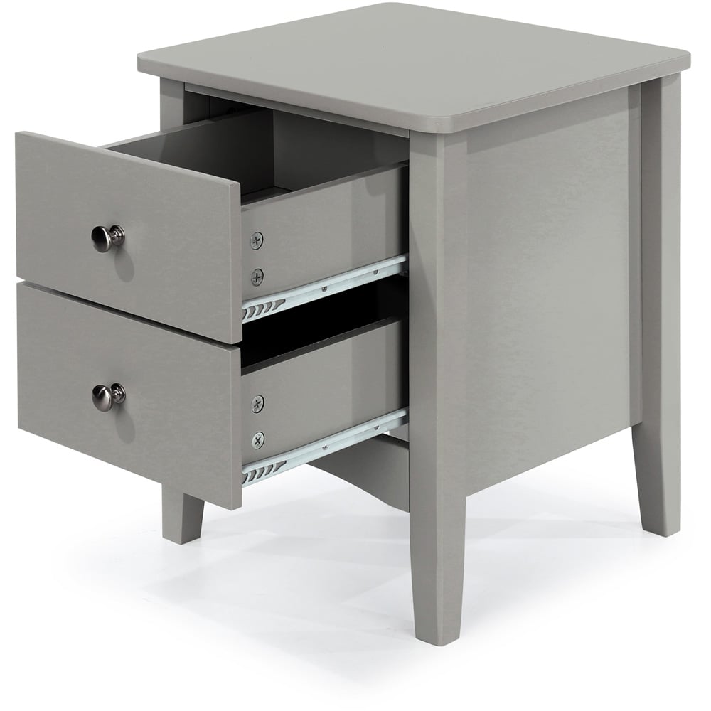 Como 2 Drawer Light Grey Petite Bedside Table Image 4