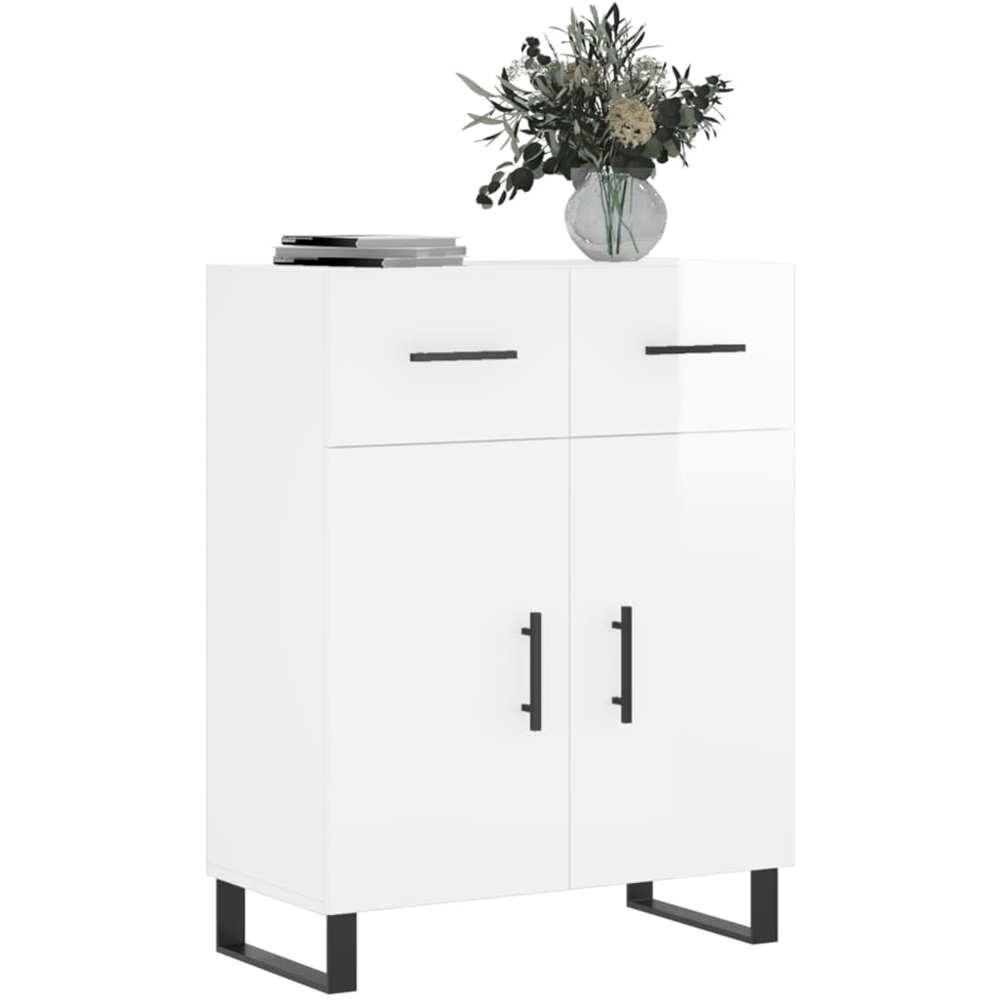 vidaXL 2 Door 2 Drawer High Gloss White Sideboard Image 3