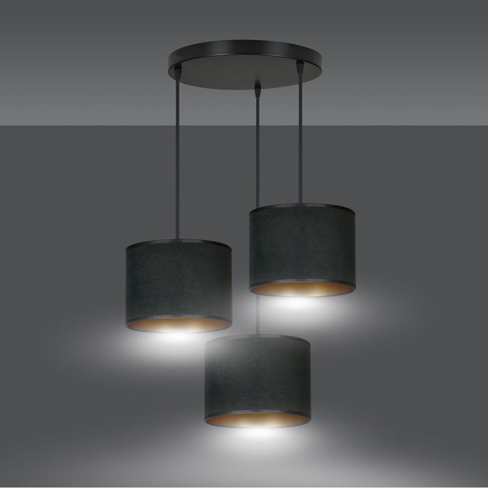 Emibig Hilde 3 Light Black E27 Ceiling Pendant Light Image 4