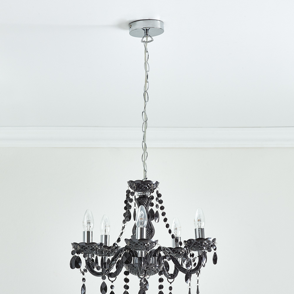 Wilko Marie Therese 5 Arm Black Chandelier Ceiling  Light Image 6