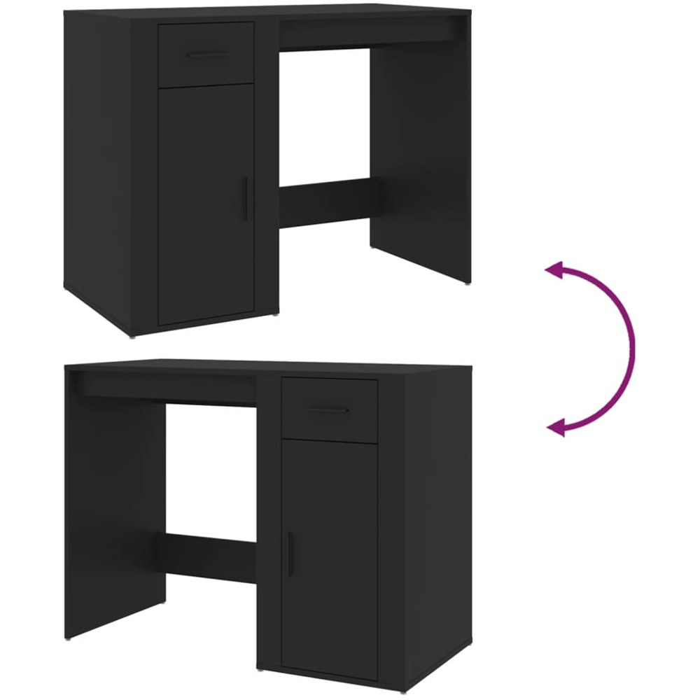 vidaXL Single Door Single Drawer Computer Desk Black Image 7