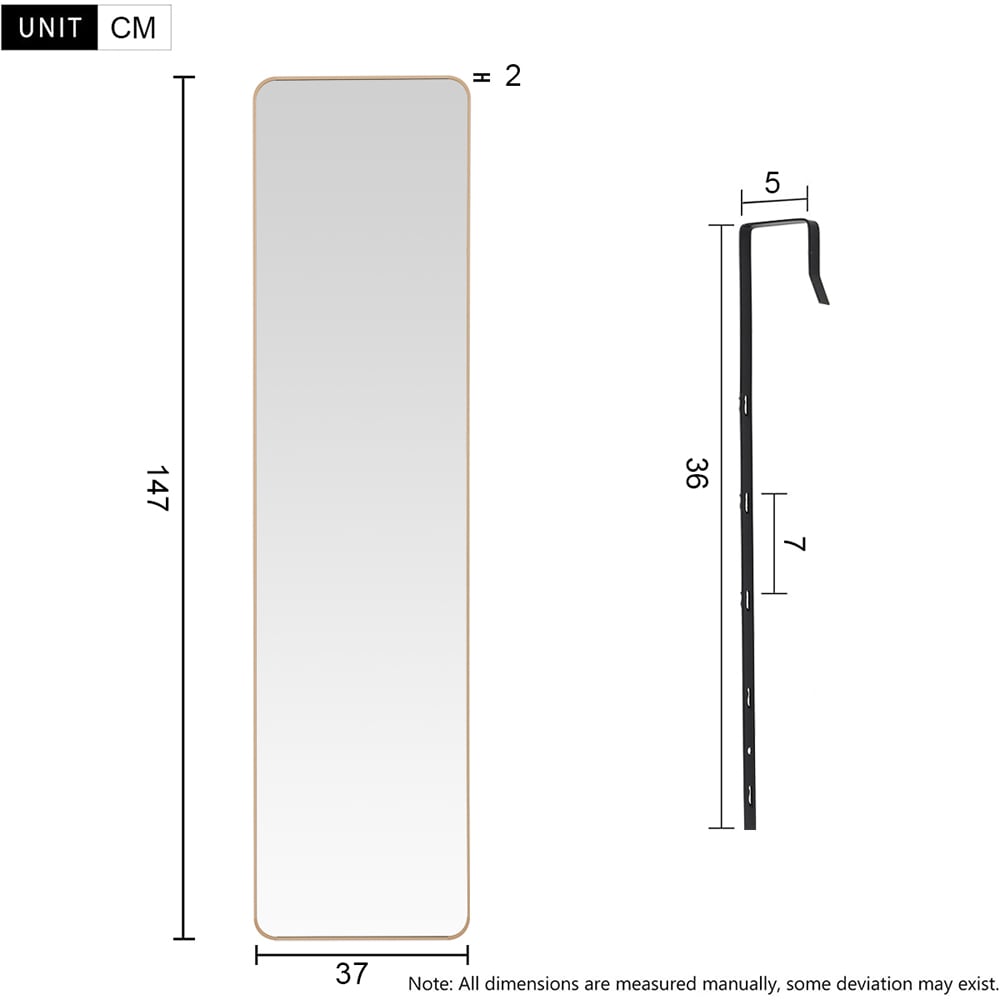 Living and Home Gold Frame Full Length Door Mirror 37 x 147cm Image 7