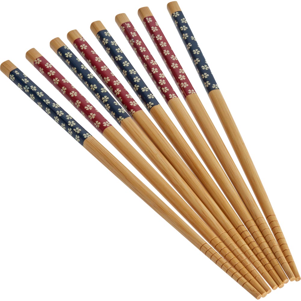 Wilko Ridged Bamboo Chopsticks 4 Pack Image 2