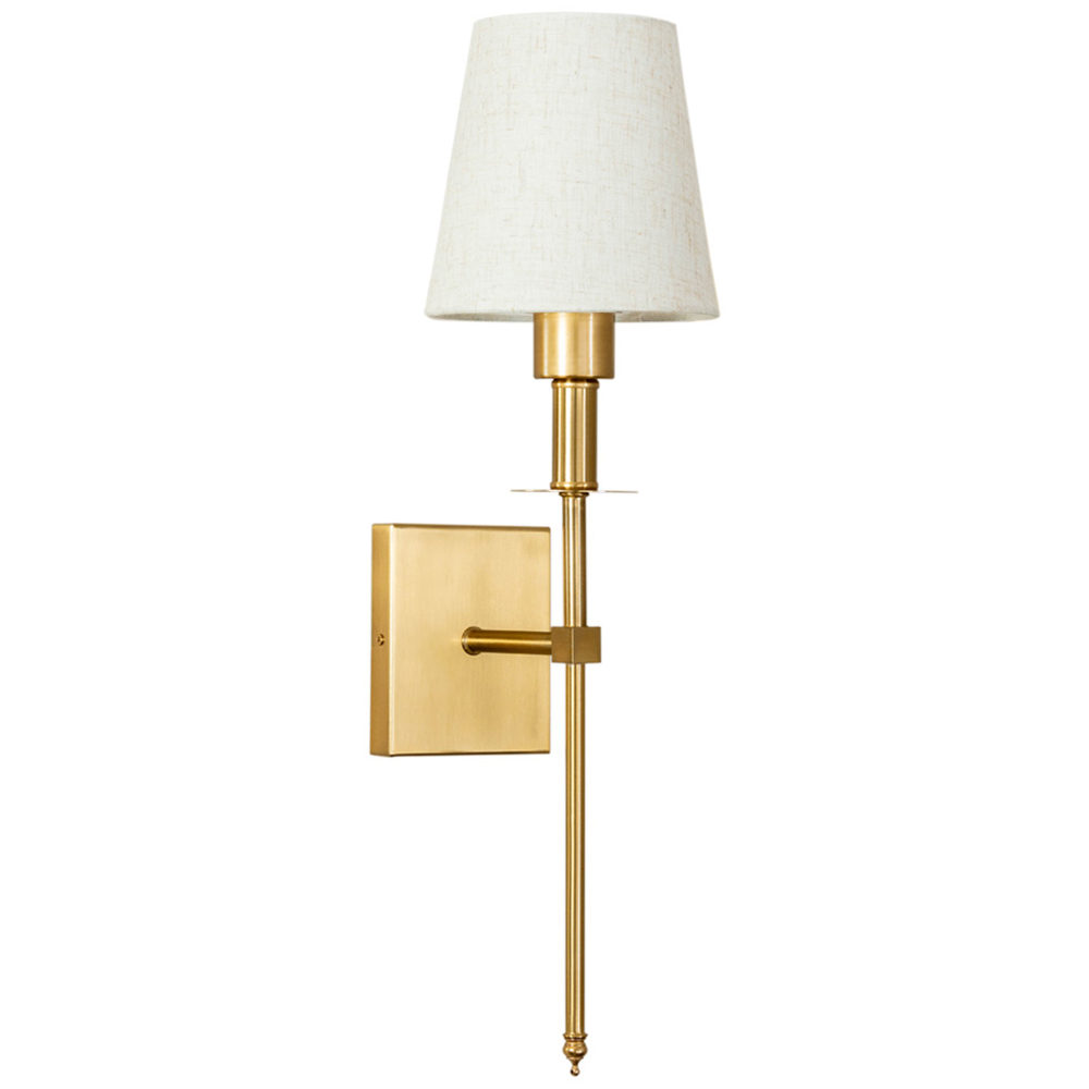 ValueLights Kincaid Plated Gold Wall Light with Cream Shade and LED Bulb Image 1