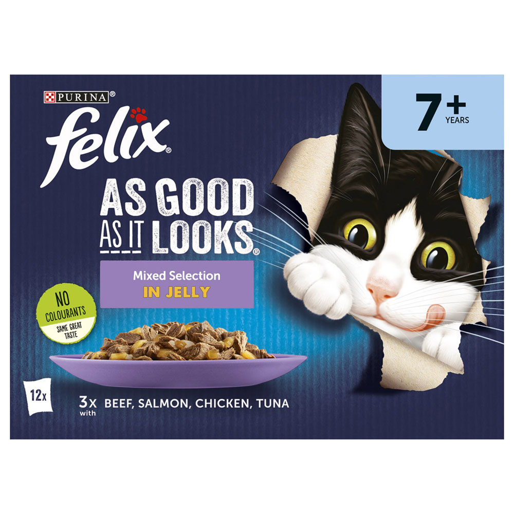 Purina Felix As Good As It Looks Senior Mixed Selection in Jelly Wet Cat Food 12 x 100g Image 1