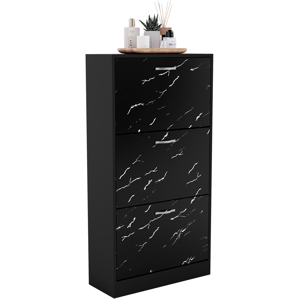 Vida Designs 3 Drawer Black Marble Shoe Cabinet Image 2