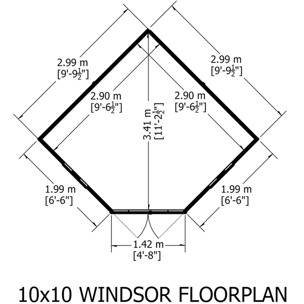 Shire Windsor 10 x 10ft Double Door Shiplap Pent Summerhouse Image 7