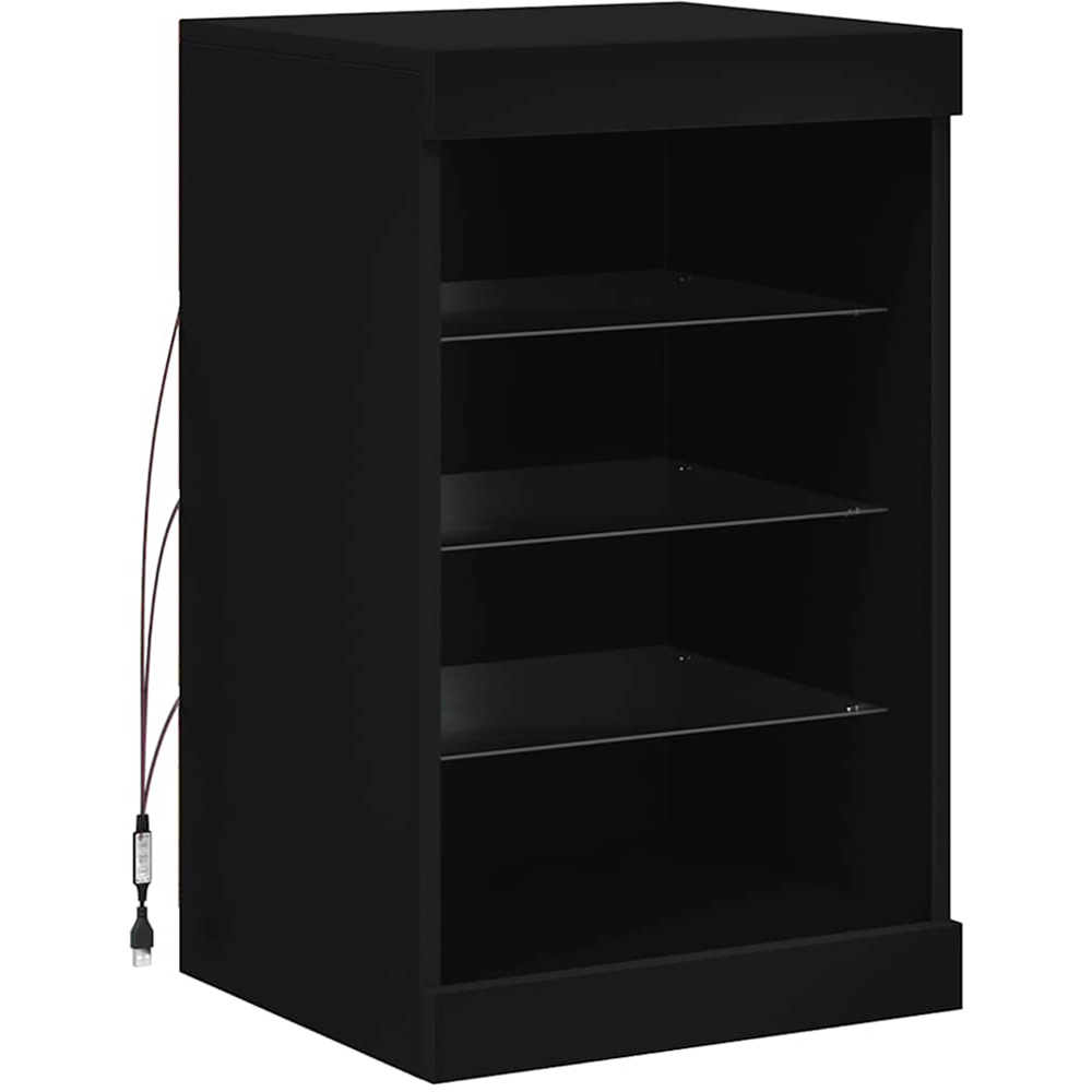 vidaXL Single Glass Door 4 Shelf Black Wooden Sideboard Image 2