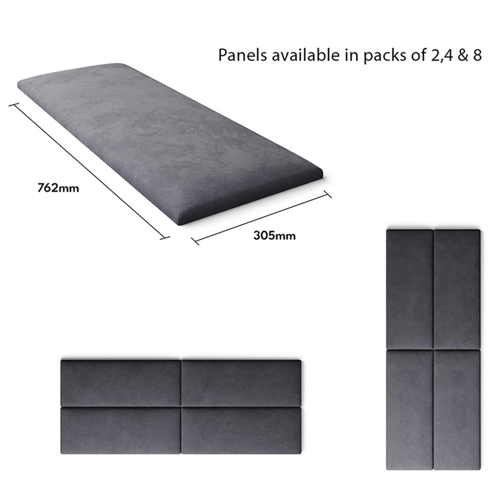 Aspire EasyMount Steel Plush Velvet Upholstered Wall Mounted Headboard Panels 8 Pack Image 5