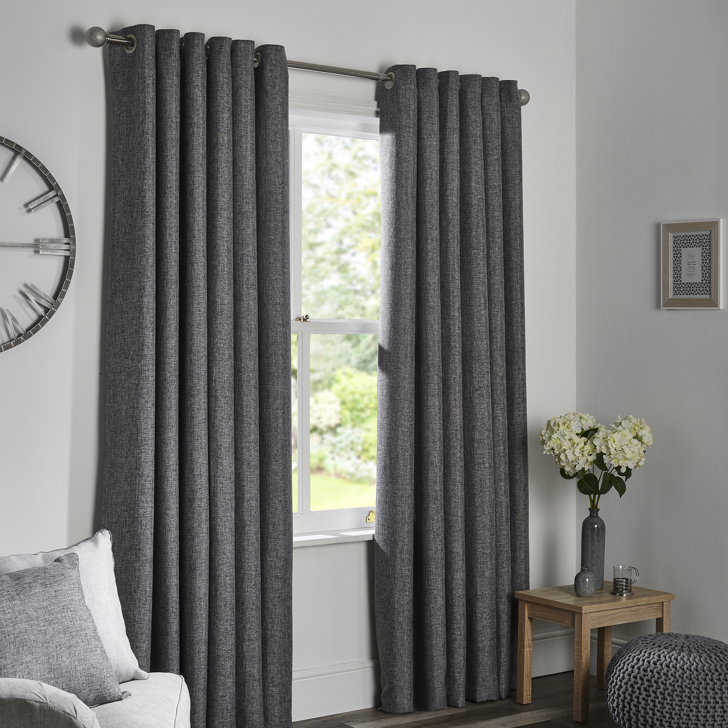 Divante Chatsworth Slate Thermal Lined Eyelet Curtains 229cm Image 2