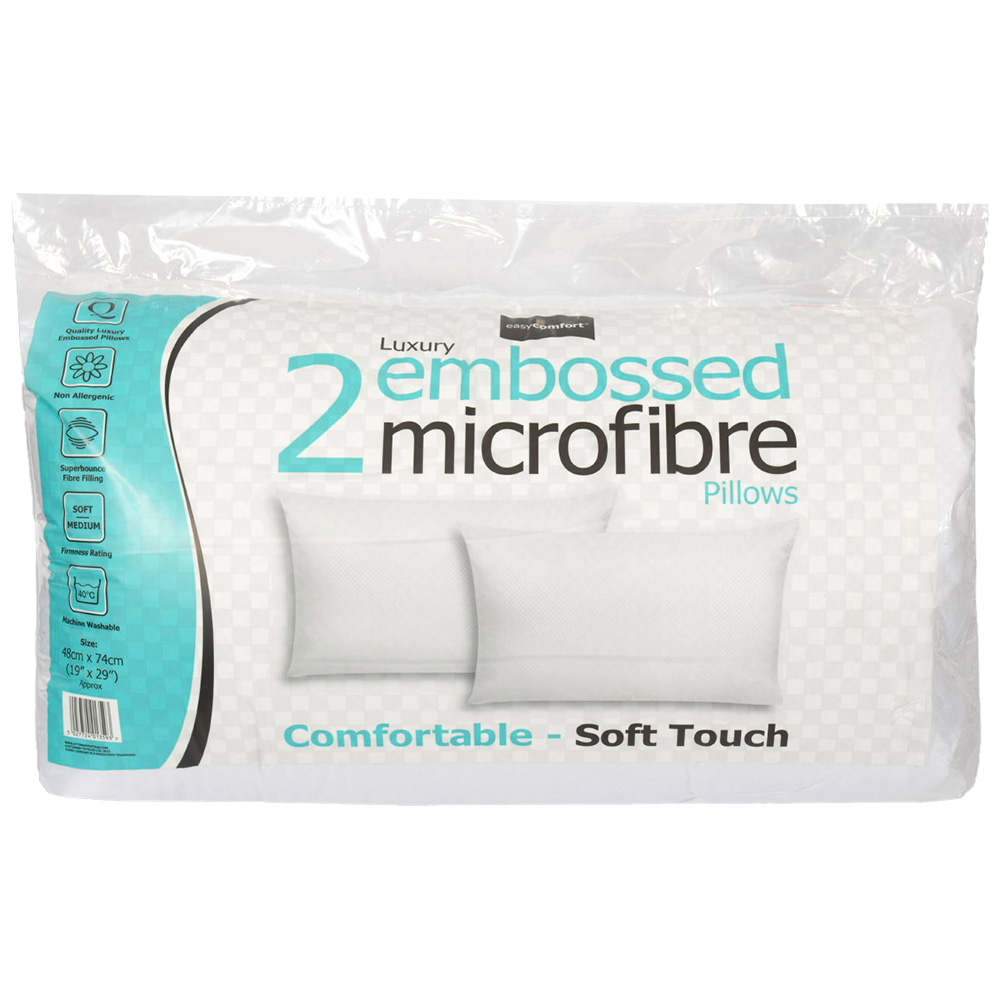 Easy Comfort White Embossed Microfibre Soft Touch Pillow Pair Image