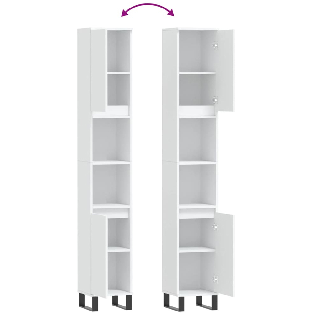 vidaXL 2 Door 2 Open Shelf White Bathroom Cabinet Image 9