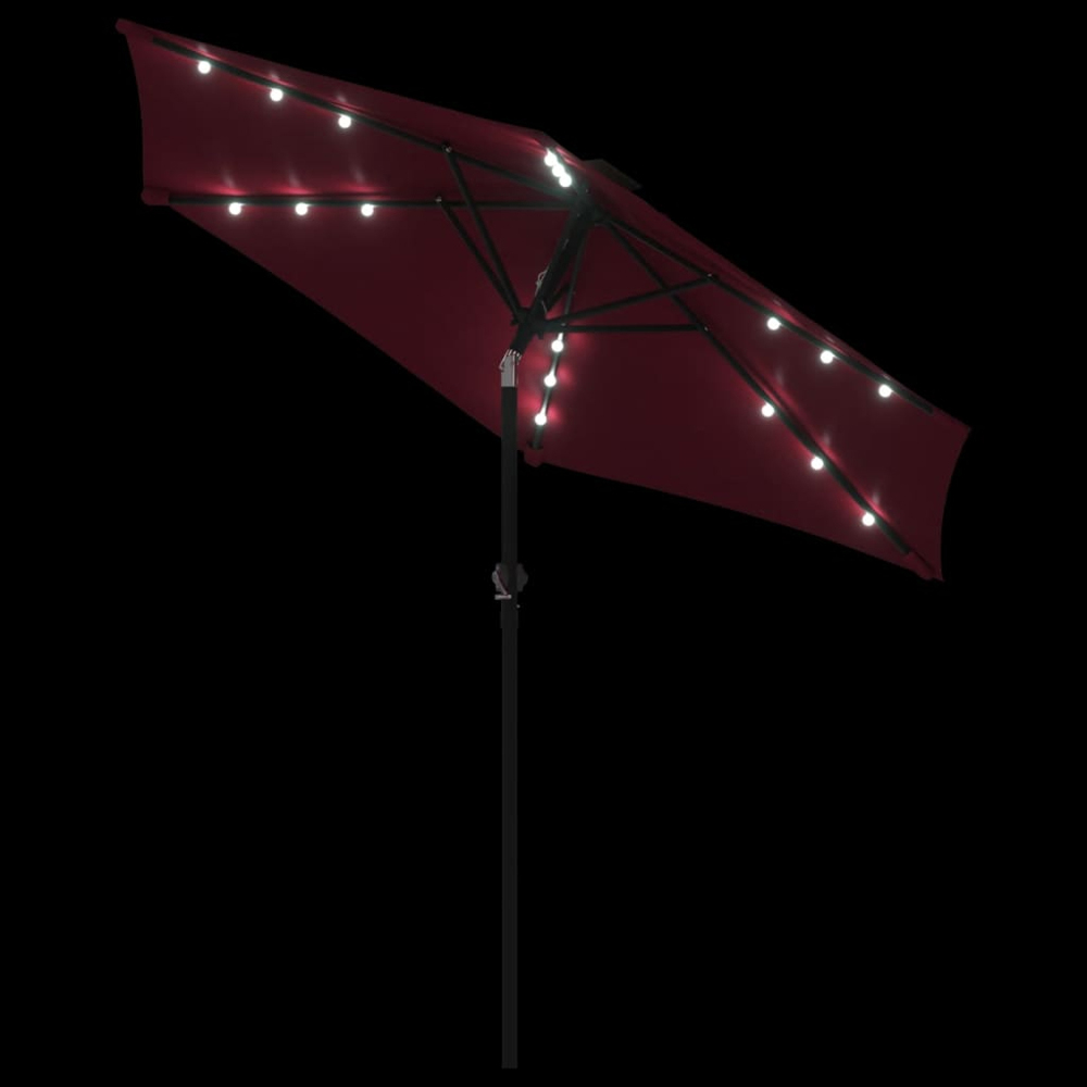 vidaXL Red LED Light Garden Parasol with Steel Pole 2.25m Image 8