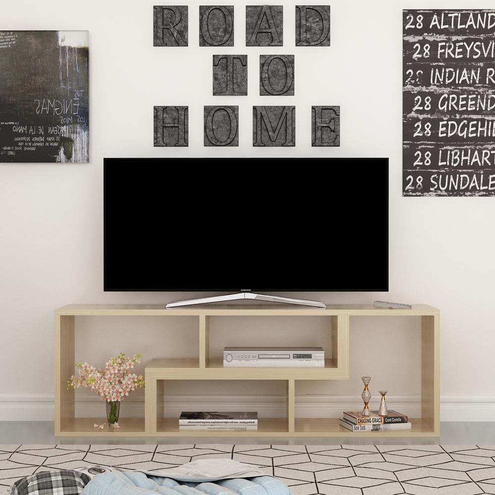 Decorotika Cubicco Oak Adjustable TV Unit Image 3