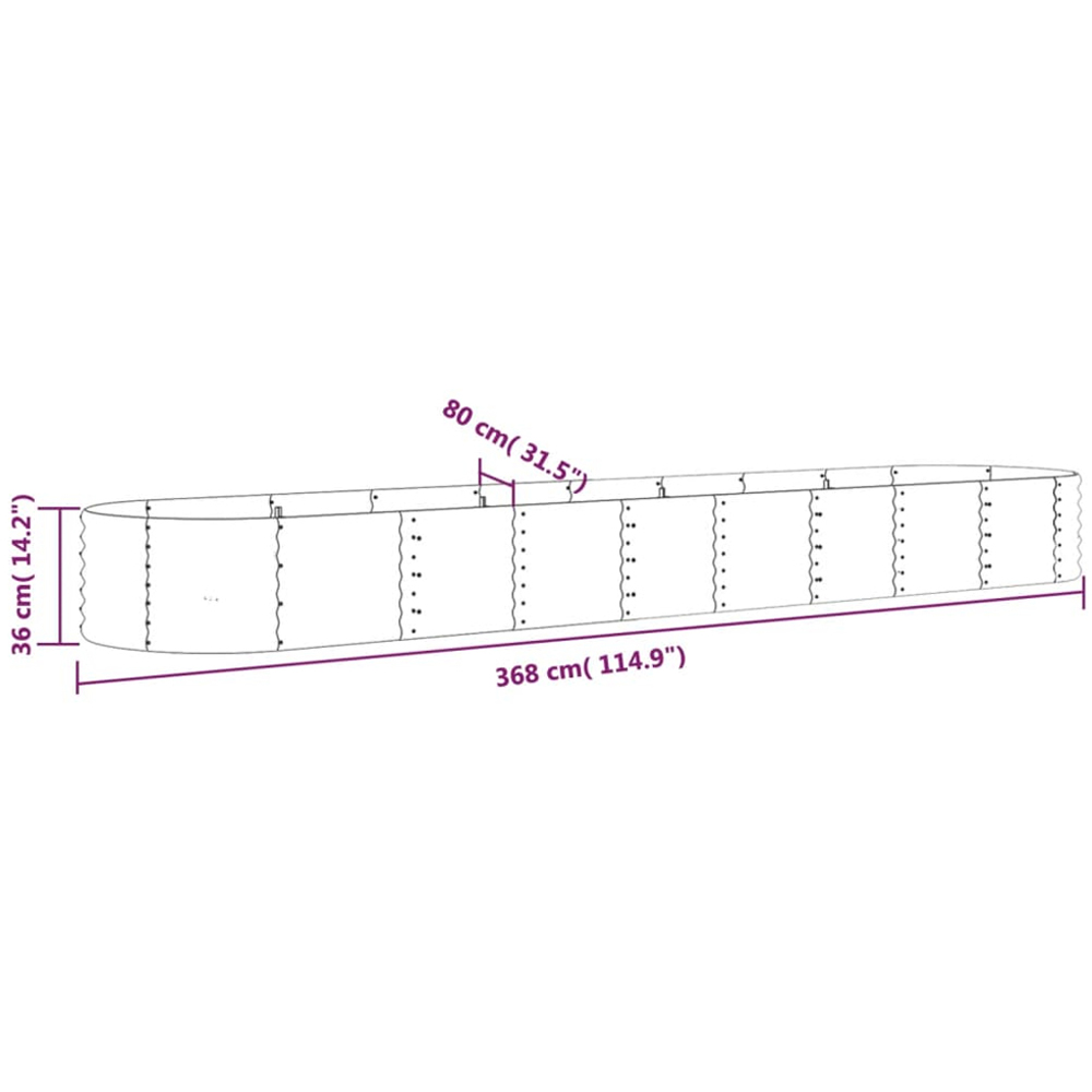 vidaXL Silver Galvanised Steel Raised Garden Bed 36 x 80 x 368cm Image 5