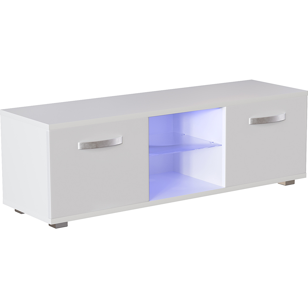 Vida Designs Cosmo 2 Door 2 Shelf White Small TV Unit with LED Image 2