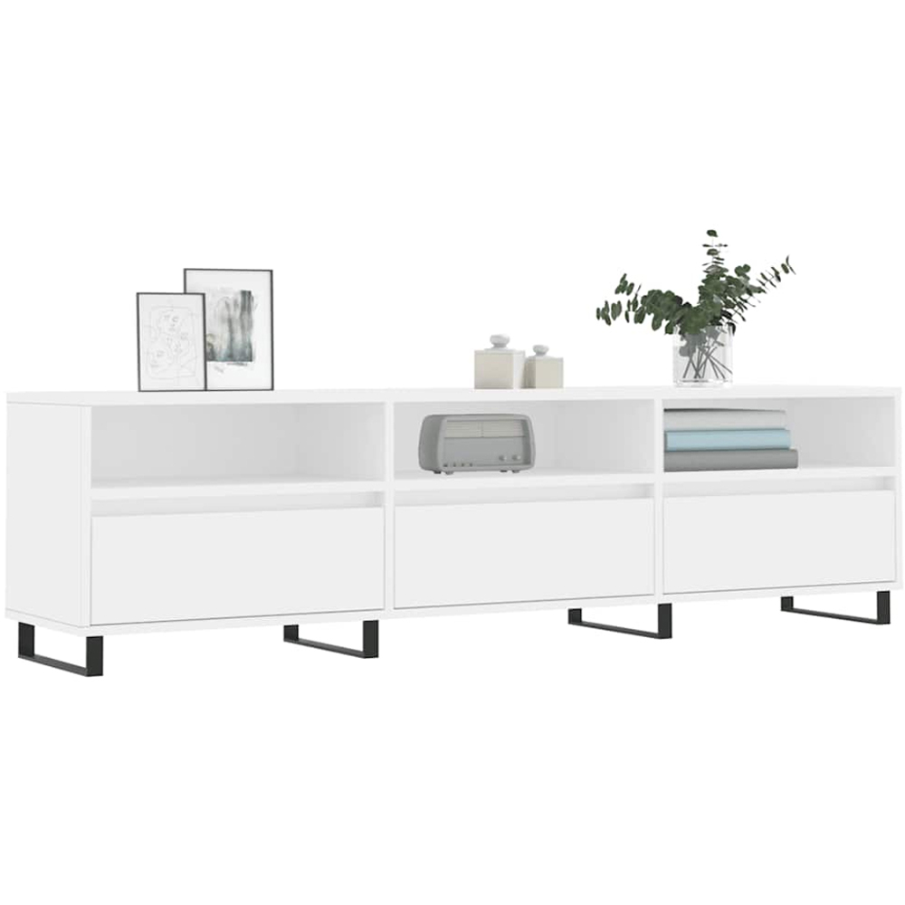 vidaXL 3 Door 3 Shelf White TV Cabinet Image 3
