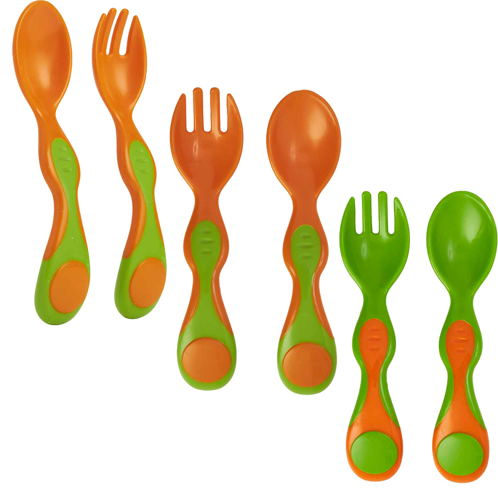 Single Wilko Baby Spoon and Fork Set in Assorted styles Image 1