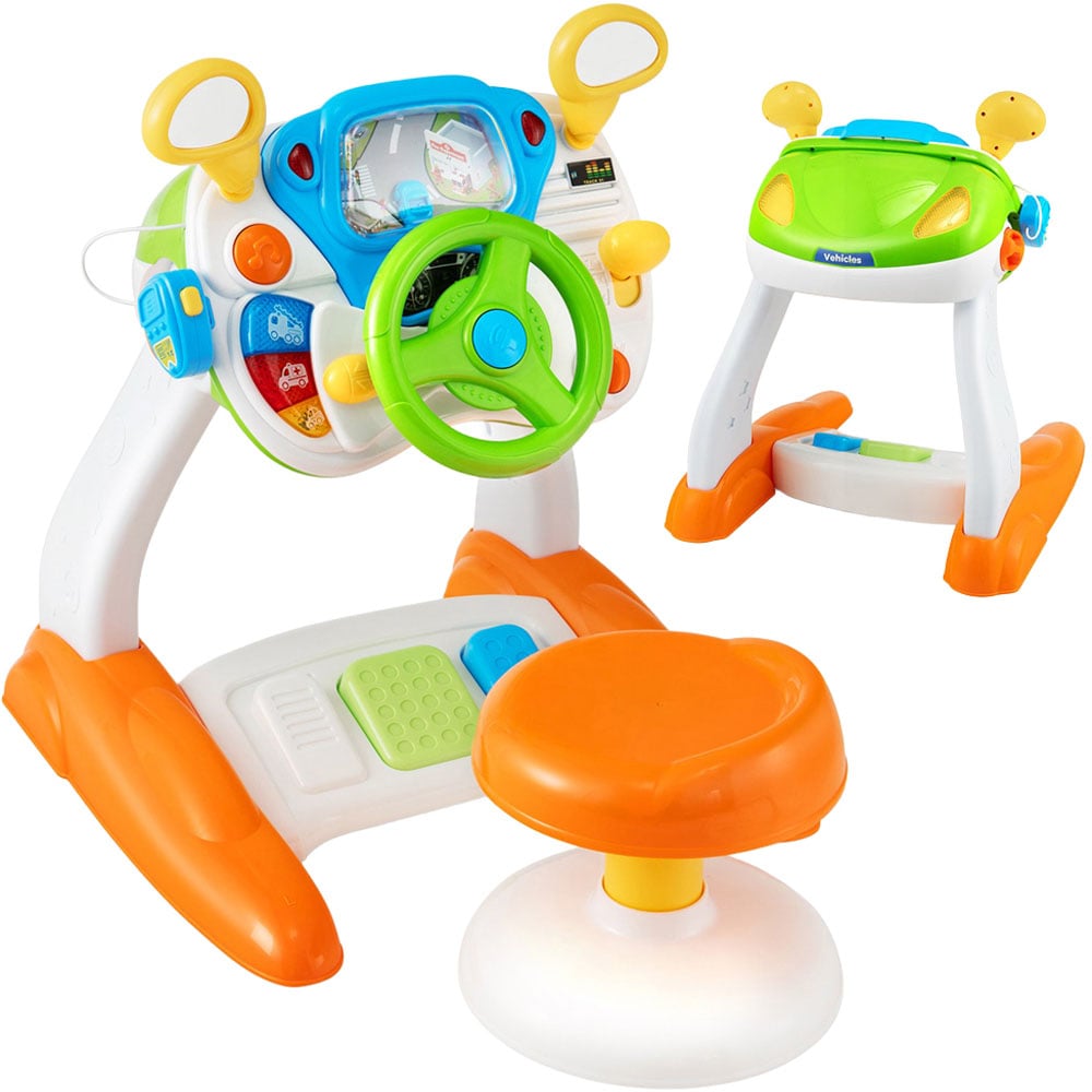 Costway Kids Steering Wheel Toy and Stool with Cyclic Rotary Scene Image 1