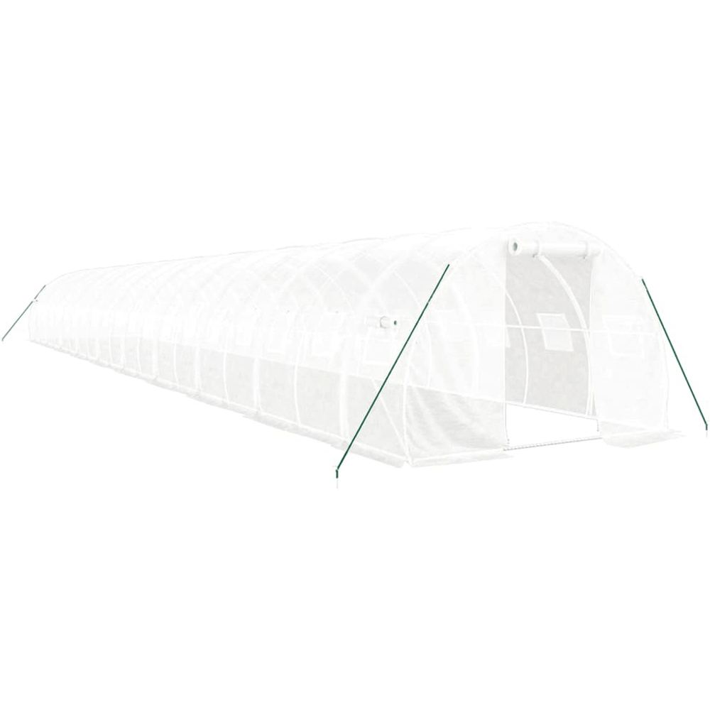 vidaXL White Polyethylene Galvanised Steel Frame 65.6 x 9.8ft Greenhouse Image 1