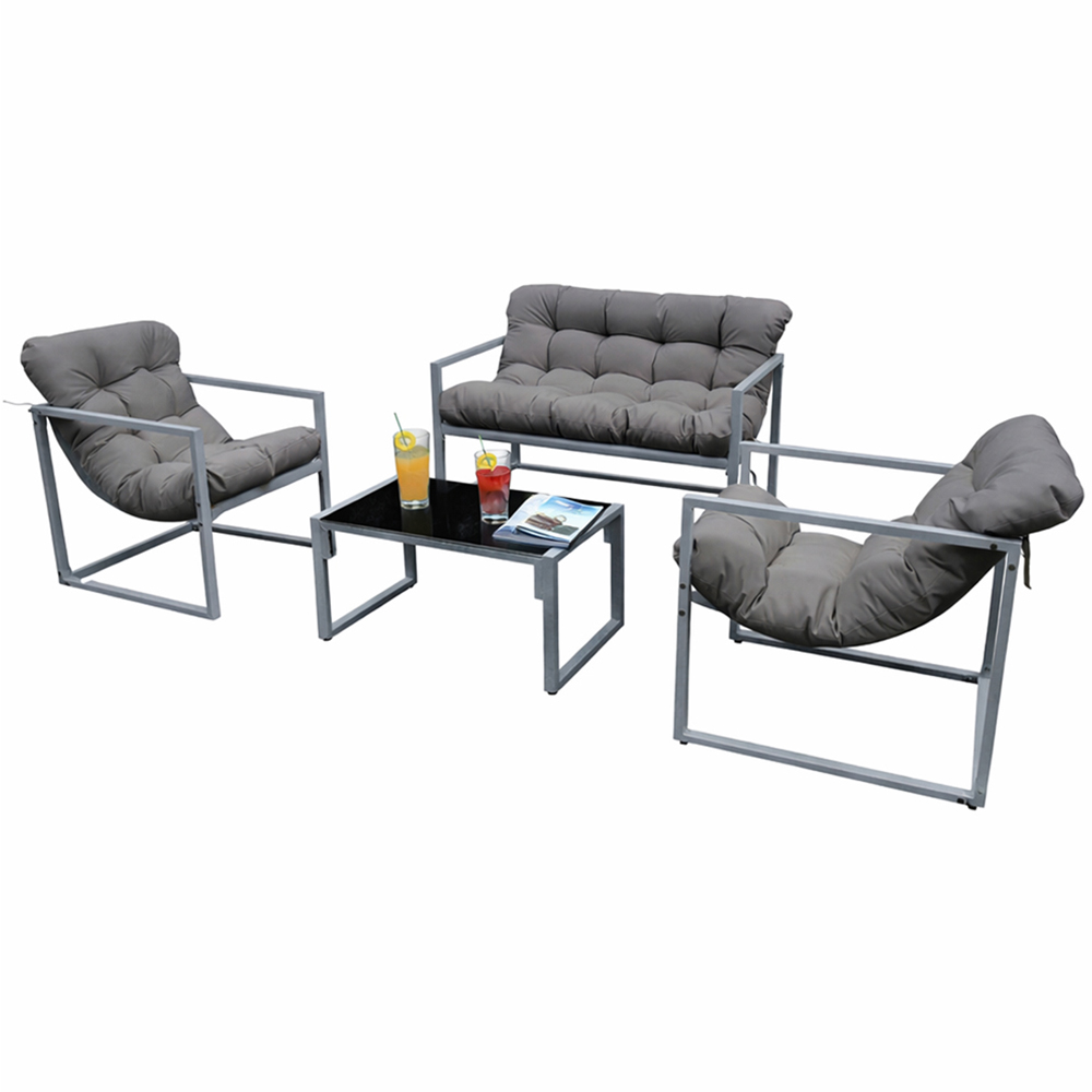 Neo Direct 4 Seater Grey Outdoor Patio Set with Cushions Image 2