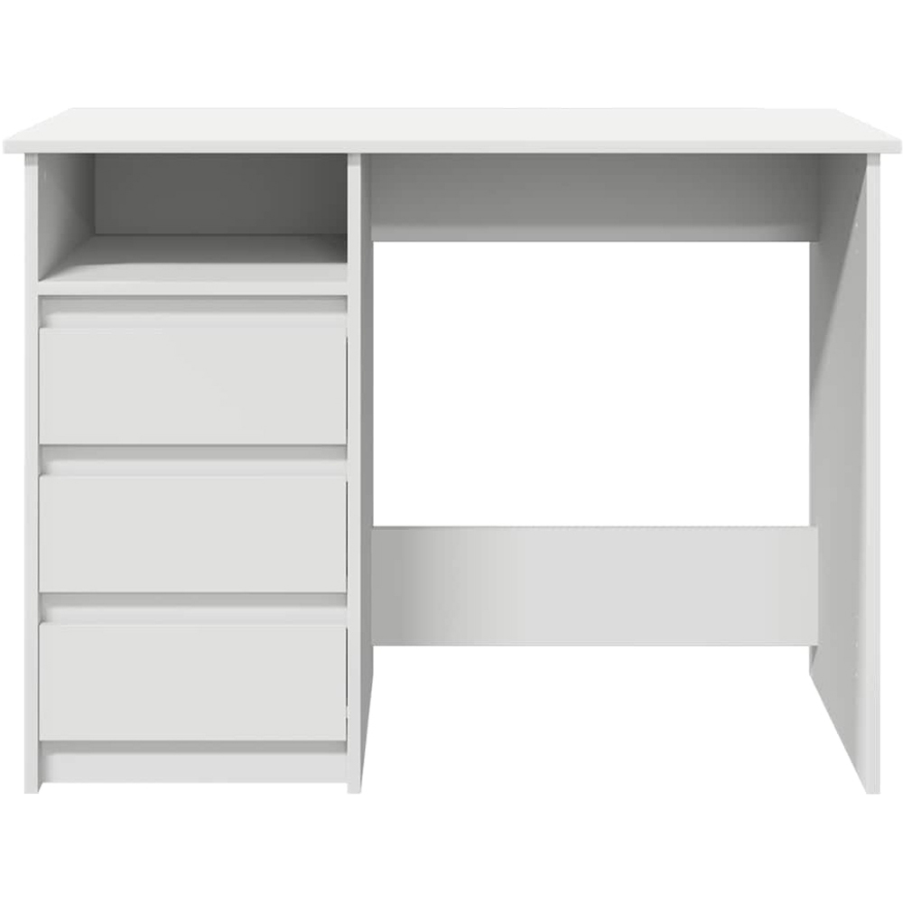 vidaXL 3 Drawer Single Shelf Computer Desk White Image 3