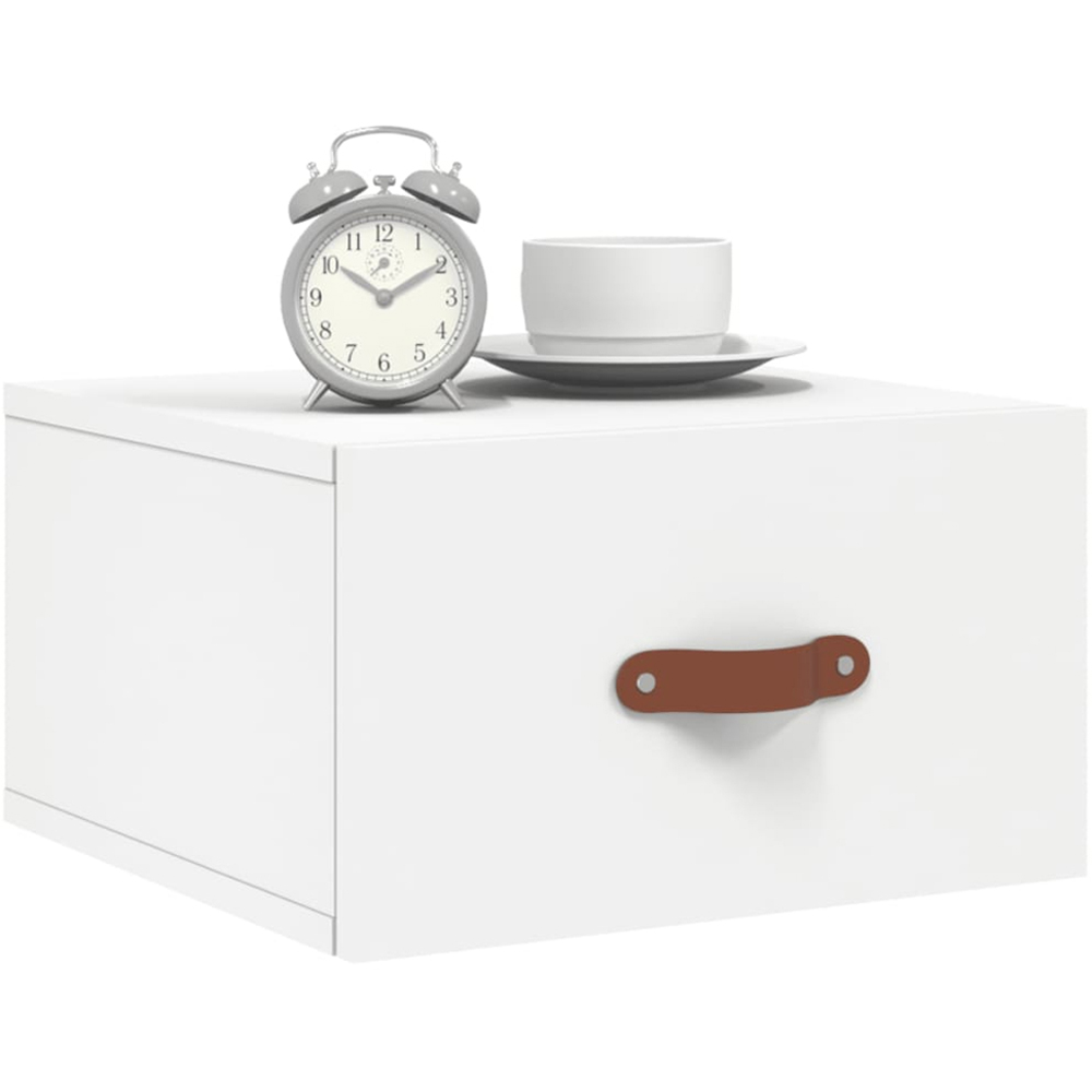 vidaXL Singe Drawer White Wall Mounted Bedside Table Image 3